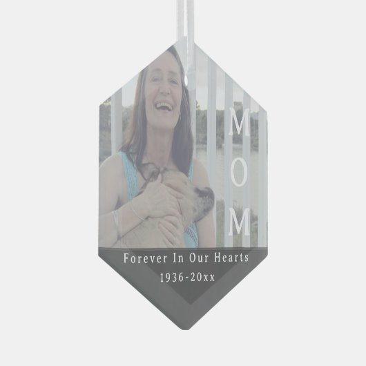 永遠に私たちのハートで母の写真記念 ガラスオーナメント (正面右)