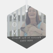 永遠に私たちのハートで母の写真記念 ガラスオーナメント (裏面)