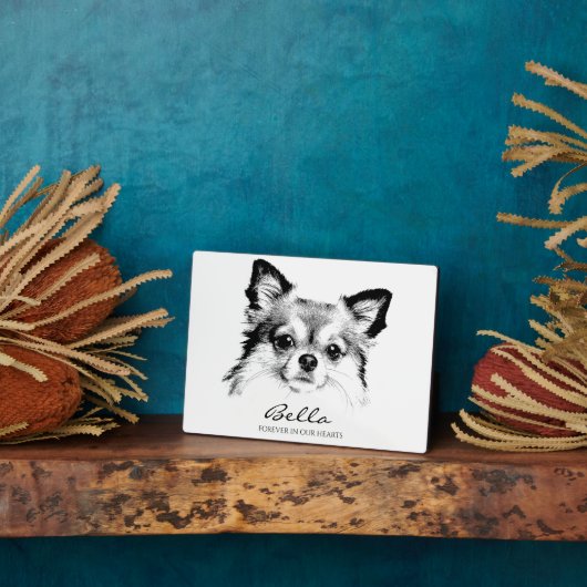 永遠に私たちのハートで熟考ペット記念碑 フォトプラーク (側面)