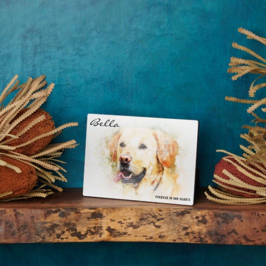 永遠に私たちのハートで熟考ペット記念碑 フォトプラーク (側面)