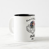 永遠に私たちのハートで葬儀の写真記念マグカップ ツートーンマグカップ (正面左)