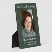 永遠に私たちのハートで葬儀フォトダークグリーン フォトプラーク (側面)