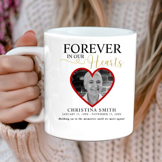 永遠に私たちのハートで葬儀フォトメモリアルTri- コーヒーマグカップ