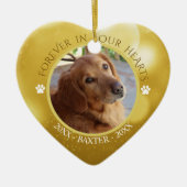 永遠に私たちのハートで記念犬の写真記念 セラミックオーナメント (正面)