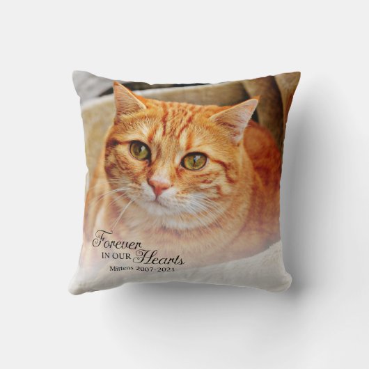 永遠に私たちのハートで記念猫写真 クッション (裏面)