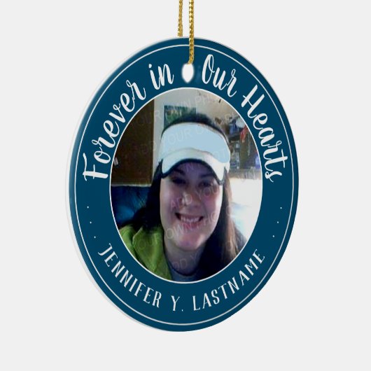 永遠に私たちのハートで1つの写真の記憶 セラミックオーナメント (右)