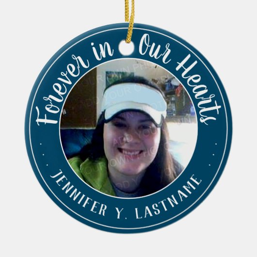 永遠に私たちのハートで1つの写真の記憶 セラミックオーナメント (正面)