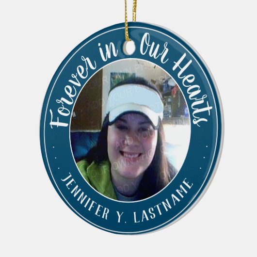 永遠に私たちのハートで1つの写真の記憶 セラミックオーナメント (左)