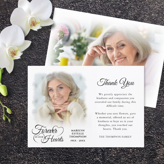 永遠に私たちのハートで2枚の写真 サンキューカード