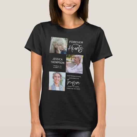 永遠に私たちのハートで3 Photo Collage葬儀 Tシャツ (正面)