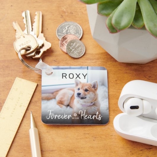 永遠に私たちのハートの名前ペットロス記念碑 キーホルダー (デスク)