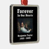 永遠に私たちのハートの文字で愛するメモリーフォト メタルオーナメント (右)