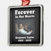 永遠に私たちのハートの文字で愛するメモリーフォト メタルオーナメント (左)