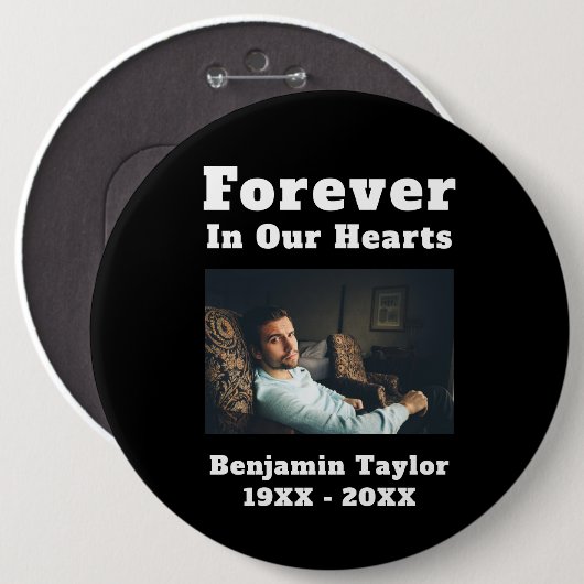 永遠に私たちのハートの文字で愛するメモリーフォト 缶バッジ (正面&裏面)