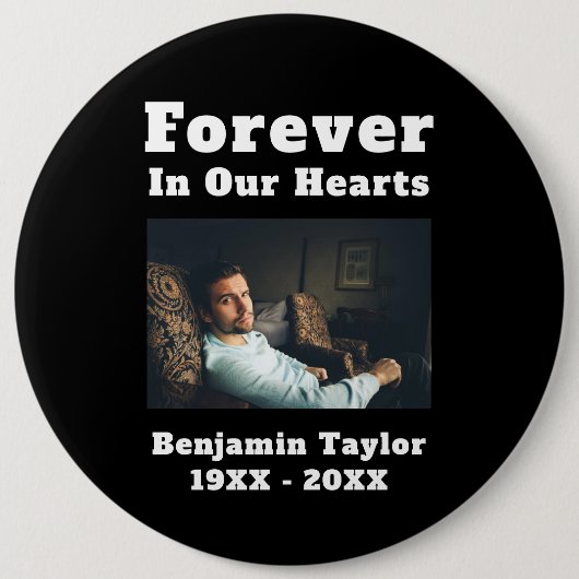 永遠に私たちのハートの文字で愛するメモリーフォト 缶バッジ (正面)