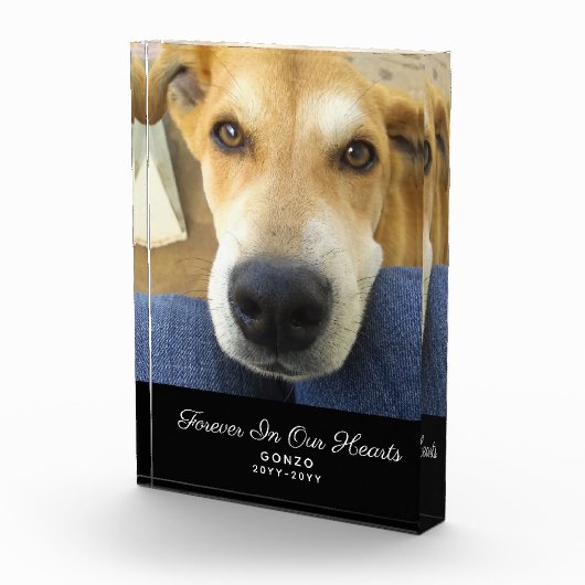 永遠に私たちのハートの犬の記念ペットの名前 フォトブロック (右)