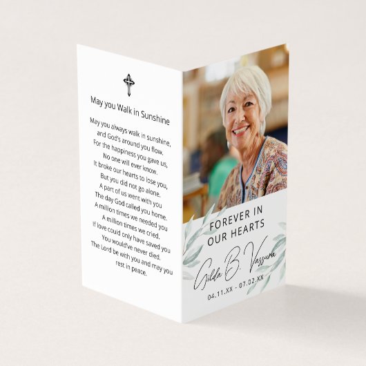 永遠に私たちのハートの葉の写真祈りの言葉カード (外部)