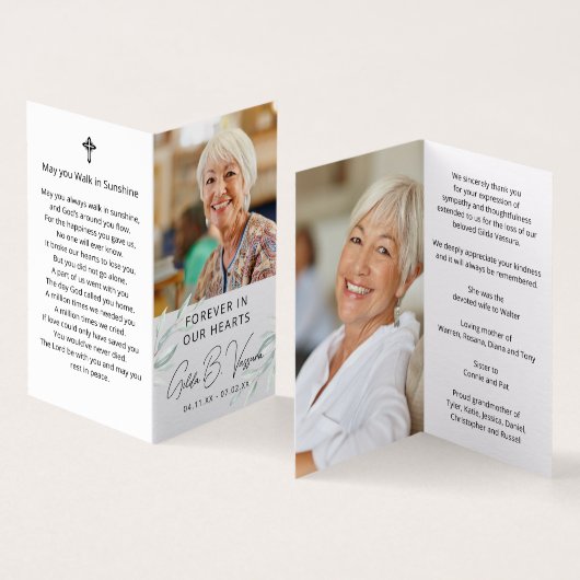 永遠に私たちのハートの葉の写真祈りの言葉カード (内部&外部)