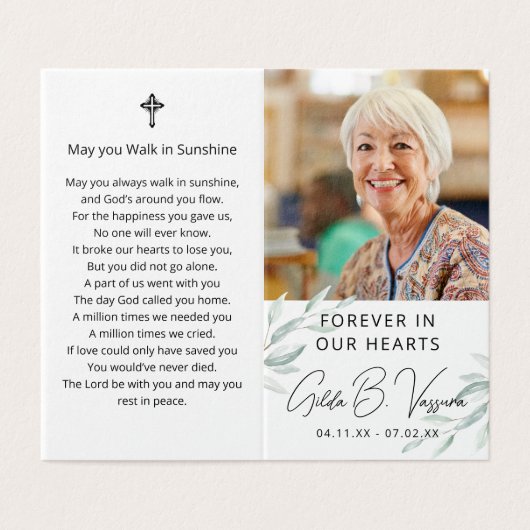 永遠に私たちのハートの葉の写真祈りの言葉カード (外部フラット)