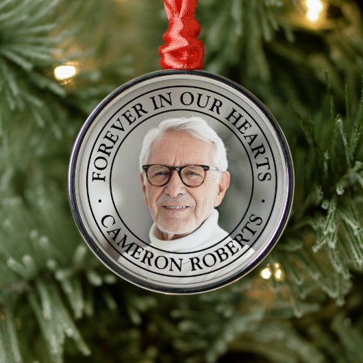 永遠に私たちのハートの記念完全な写真エレガント メタルオーナメント (ツリー)