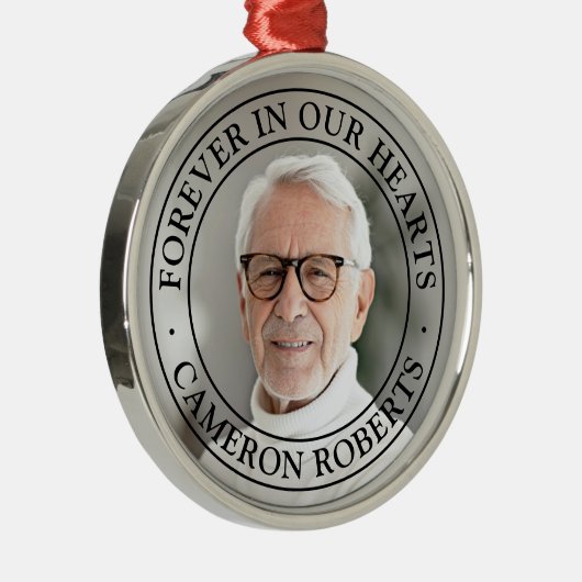 永遠に私たちのハートの記念完全な写真エレガント メタルオーナメント (右)