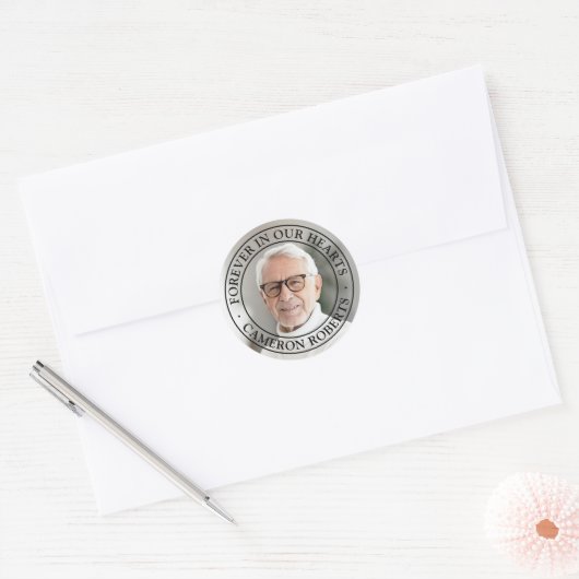 永遠に私たちのハートの記念完全な写真エレガント ラウンドシール (封筒)