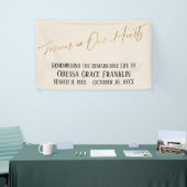 永遠に私たちのハートの金ゴールドクリーム上の手書き 横断幕 (トレードショー)