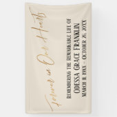 永遠に私たちのハートの金ゴールドクリーム上の手書き 横断幕 (縦)