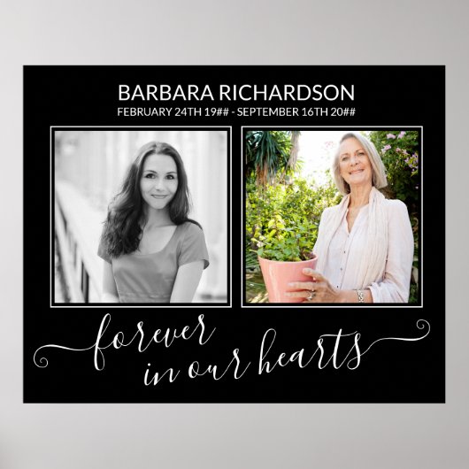 永遠に私たちのハートエレガントでScript写真葬儀 ポスター (正面)