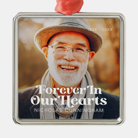 永遠に私たちのハートエレガント写真記念 メタルオーナメント (正面)