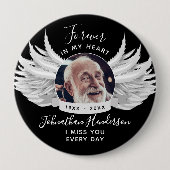 永遠に私たちのハートエンジェルウィングス写真葬儀 缶バッジ (正面)