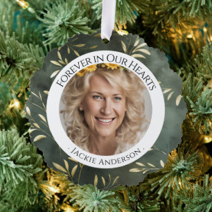 永遠に私たちのハートオリーブリーフ写真思い出 オーナメントカード