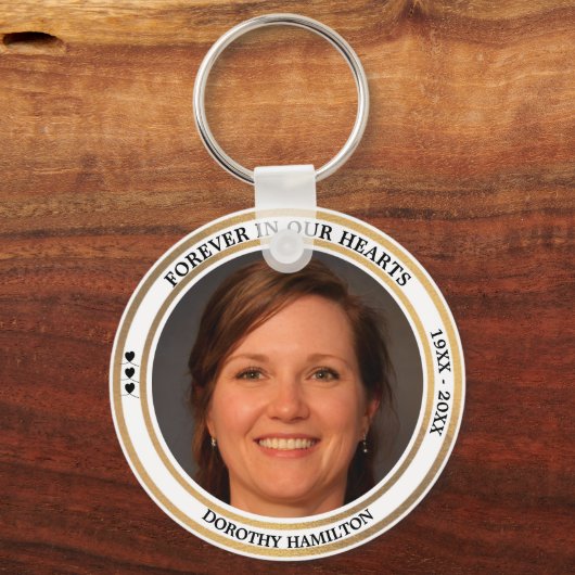 永遠に私たちのハートカスタム写真葬儀 キーホルダー (正面)