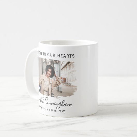 永遠に私たちのハートカスタム写真追悼碑 コーヒーマグカップ (正面左)