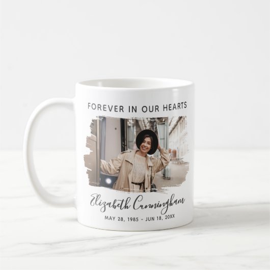 永遠に私たちのハートカスタム写真追悼碑 コーヒーマグカップ (左)