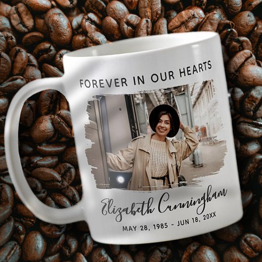 永遠に私たちのハートカスタム写真追悼碑 コーヒーマグカップ