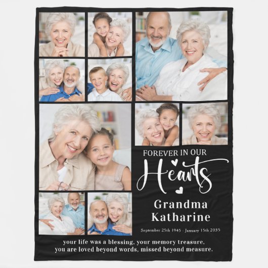 永遠に私たちのハートカスタム10写真メモリアル フリースブランケット (正面)