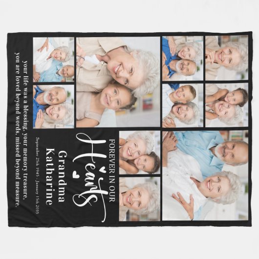 永遠に私たちのハートカスタム10写真メモリアル フリースブランケット (正面(横))