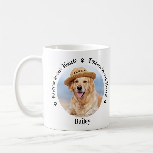 永遠に私たちのハートカスタム2フォトペット記念 コーヒーマグカップ (左)