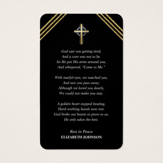 永遠に私たちのハートグリッター写真葬式カード (裏面)