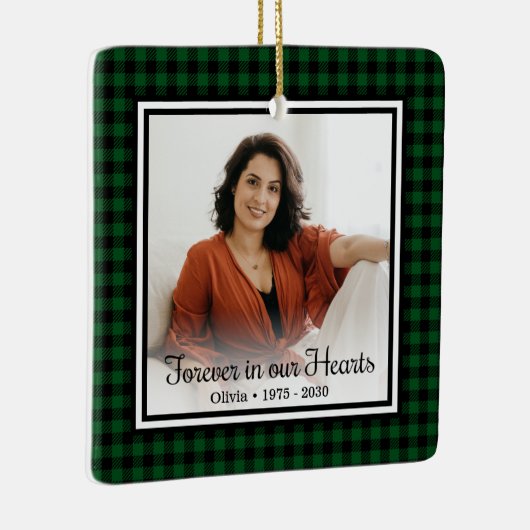 永遠に私たちのハートグリーンバッファロープレイド記念碑 セラミックオーナメント (右)