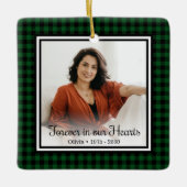 永遠に私たちのハートグリーンバッファロープレイド記念碑 セラミックオーナメント (正面)