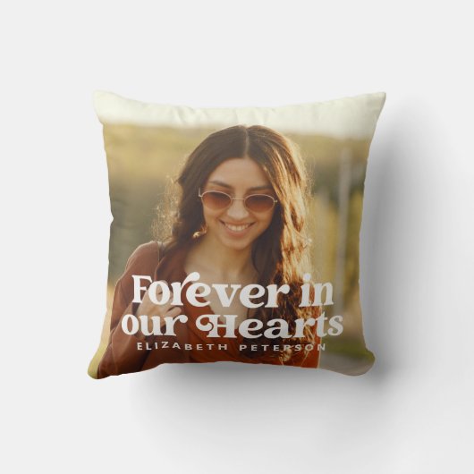 永遠に私たちのハートシンプルにカスタム写真記念 クッション (裏面)