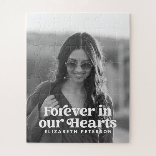 永遠に私たちのハートシンプルにカスタム写真記念 ジグソーパズル (縦)
