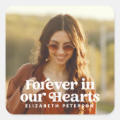 永遠に私たちのハートシンプルにカスタム写真記念 スクエアシール (正面)