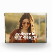 永遠に私たちのハートシンプルにカスタム写真記念 フォトブロック (正面)