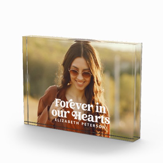 永遠に私たちのハートシンプルにカスタム写真記念 フォトブロック (右)