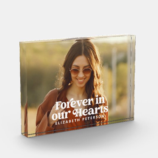 永遠に私たちのハートシンプルにカスタム写真記念 フォトブロック (左)