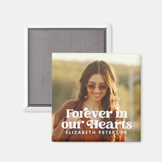 永遠に私たちのハートシンプルにカスタム写真記念 マグネット (正面/裏面)