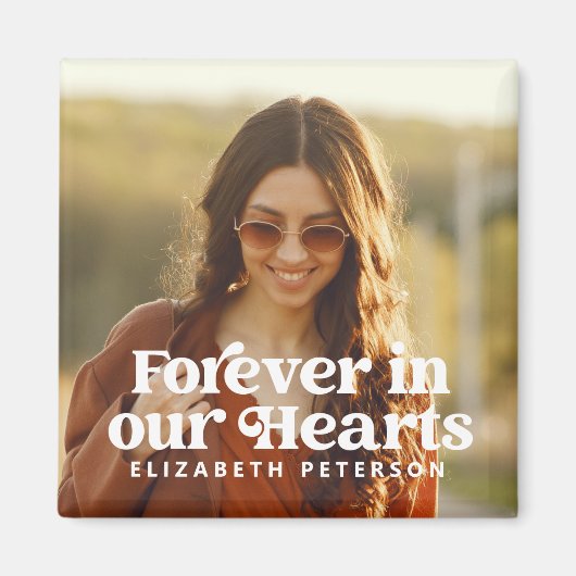 永遠に私たちのハートシンプルにカスタム写真記念 マグネット (正面)